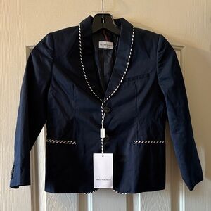 Mattiolo NWT Boys Navy Blue Blazer with white trim size 6-8